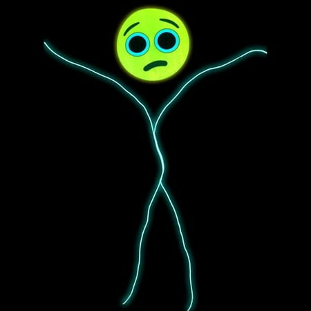 GlowCity Light Up Worried Emoji Stick Figure Costume, Aqua - Large 6 FT +