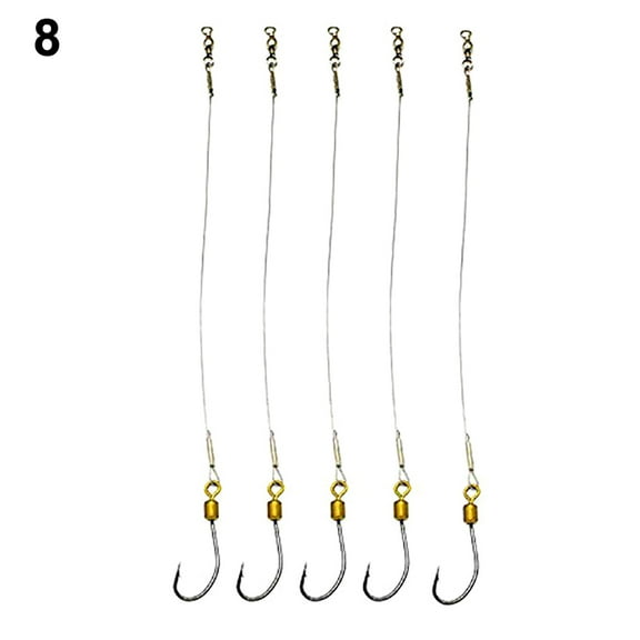 Naierhg 5Pcs Anti-Bite Stainless Steel Wire Leader Fishing Rigs Hooks Line Tackle Tool