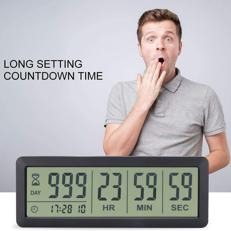 Big Digital Countdown Days Timer Clock - 999 Days Count Down Clock Timer  for Graduation Lab Kitchen (Black)