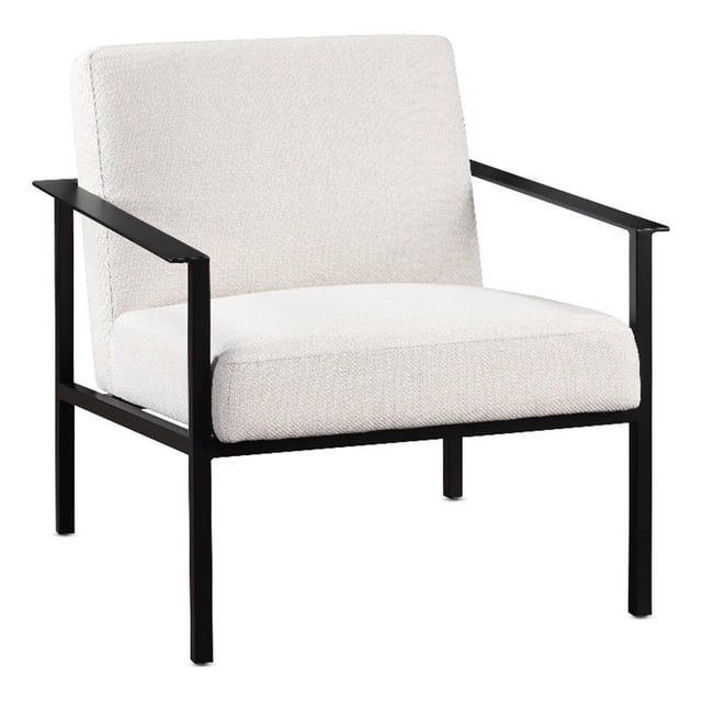 Milano Polyester Oatmeal Cream Stationary Black Metal Accent Chair