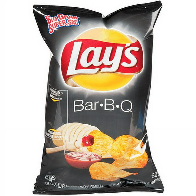 Lay's Croustilles de Pommes de Terre Bar-B-Q, Sucrées et Fumées, Format pour Distributrice, Sacs à Portion Individuelle de 60 g (2,1 oz), Caisse en Vrac de 32 Unités