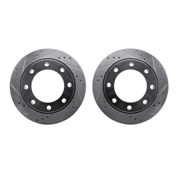 Dynamic Friction Company Rear Brake Rotors-Drilled and Slotted-Silver 7002-54220