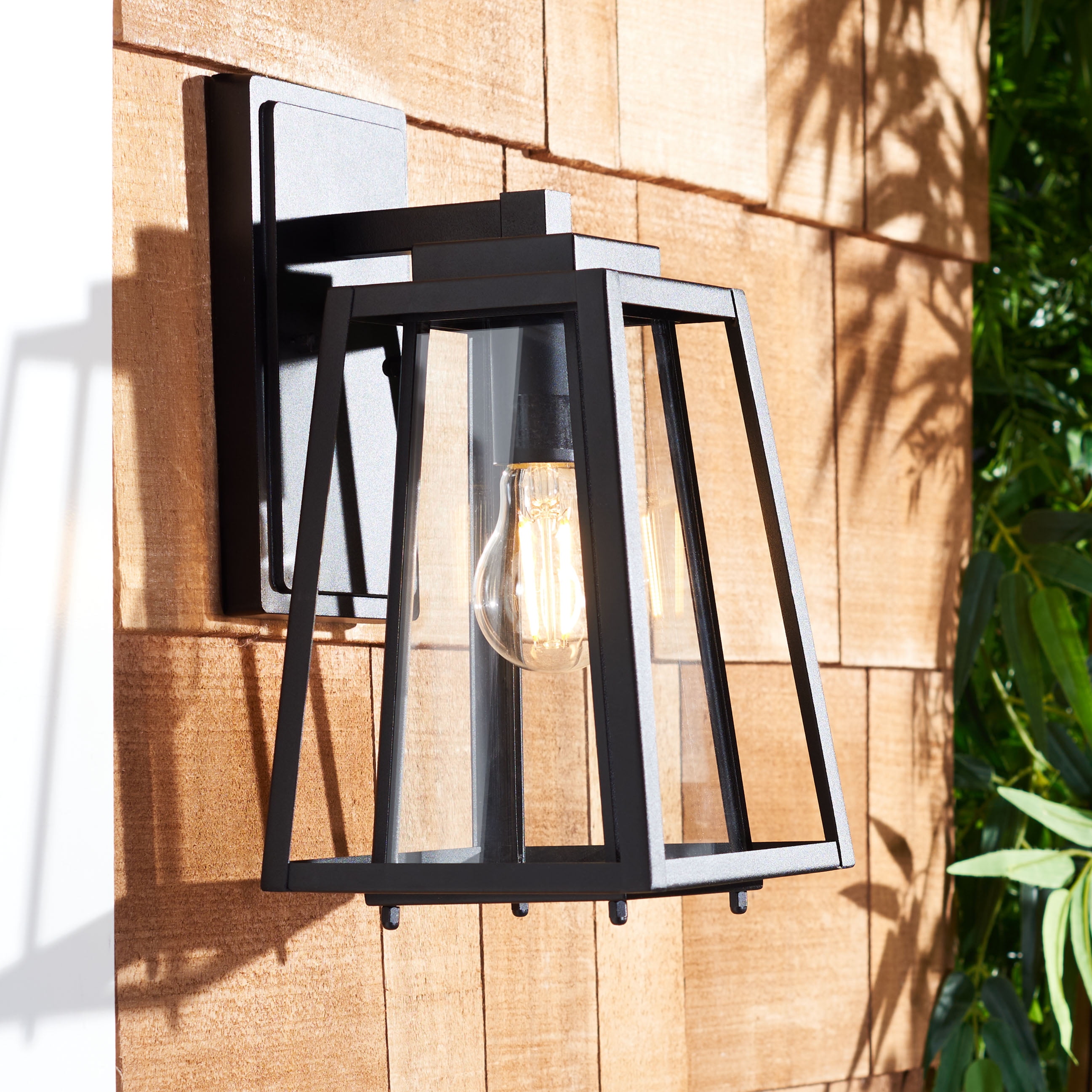 SAFAVIEH Rydler 2-Light A19 Black Steel Wall Sconce with Clear Shade, Set of 2