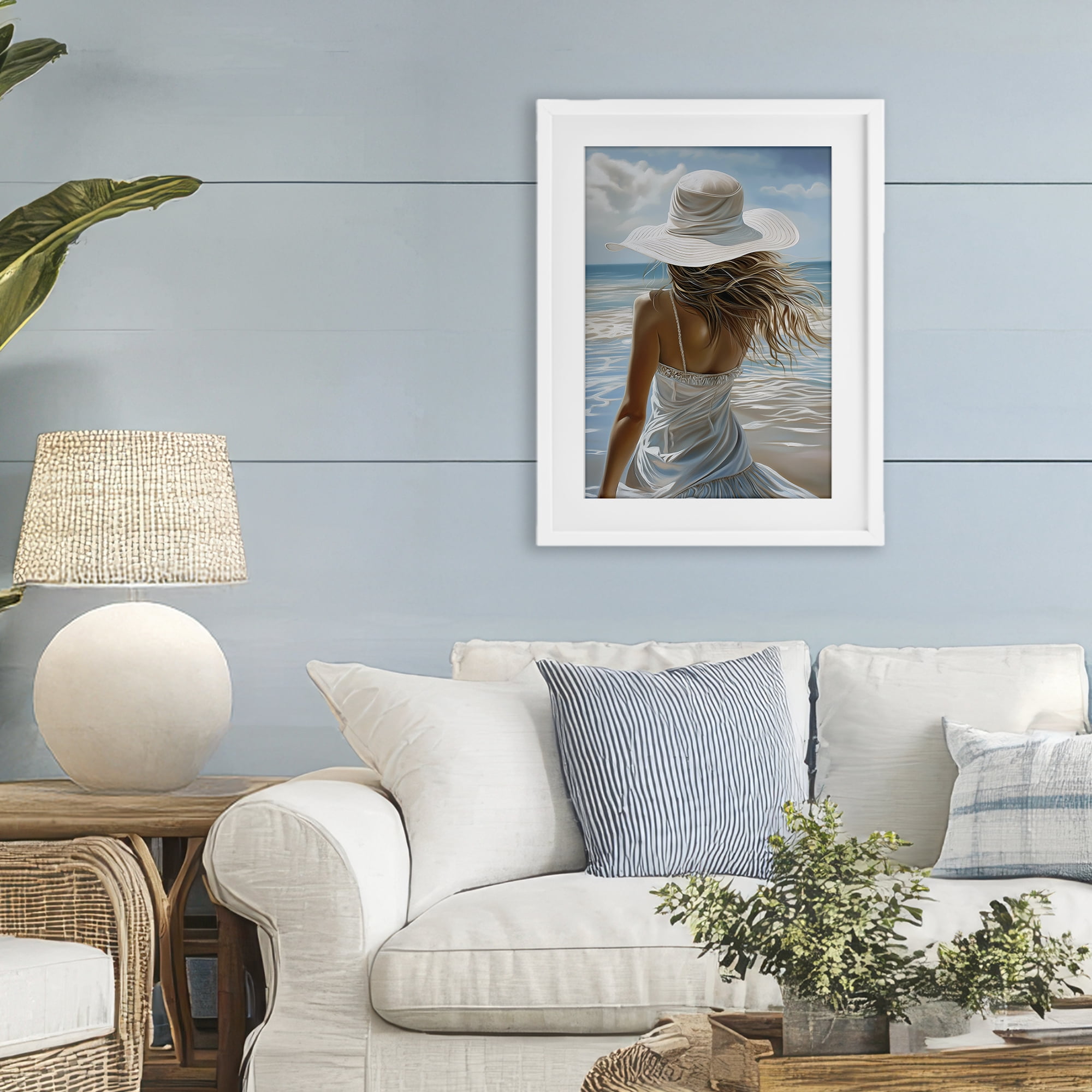 Stupell Industries Day Dreaming Summer Beach White Framed Print Under Glass, design by Imagine It Images