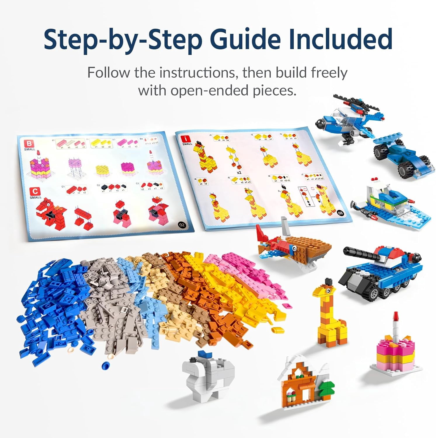 Fun Little Toys 1100 PCS Classic Building Bricks Set, 147 Shapes 17 Colors Creative Bulk Blocks for Party Favors & Classroom Prizes, Birthday Gifts