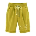 thumbnail image 2 of Women's Elastic Waist Blowball Printing Drawstring Shorts Vmvidoty Cotton Casual Wild Outdoor Work Relaxed Fit Shorts with Pockets Yellow M, 2 of 4