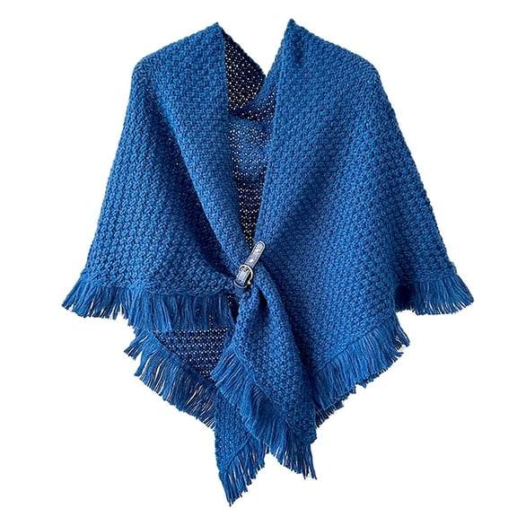 HNMKIU Triangular Capelet Shawl Wrap for Women Knitted Soft Warm Cover Up Scarf Z9091-Blue,One Size