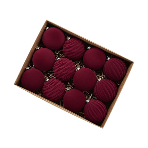 Adornos Navideños De Terciopelo Para El Árbol Juego De 12 Adornos Navideños De Terciopelo De 8 Cm Para El Árbol Adornos De Terciopelo Marrón Adornos Navideños A Granel Para Colgar
