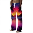 thumbnail image 1 of Pantalon pour Hommes Adulte Homme Pantalon à Pli Cousu Pantalon pour Hommes Saisons de Printemps et d'Été Mode Décontractée Impression Numérique 3D Cocotier Vêtements Décontractés (Rouge, M), 1 of 3