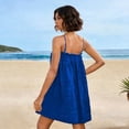 thumbnail image 5 of Summer Mini Dresses for Women Linen Spaghetti Strap Ruffle Swing Babydoll Dress Smocked Sleeveless Square Neck A Line Cute Dress XL, 5 of 9