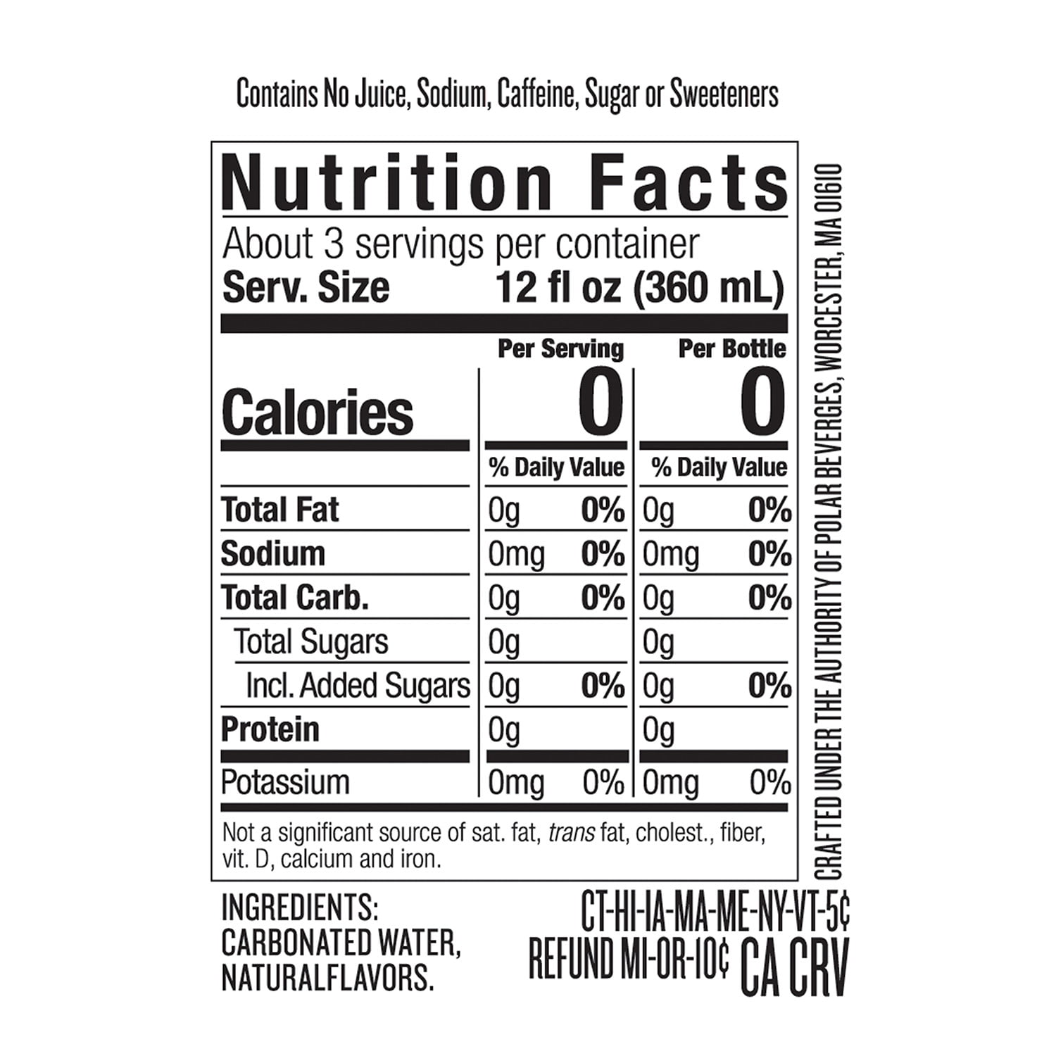 Polar Zero Calorie Cranberry Lime Sparkling Seltzer Water, 1 L, Bottle