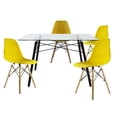 thumbnail image 1 of Comedor Cristal Rectangular con Patas Nogal para 4 Personas Sillas Oslo Amarillas, 1 of 7