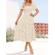 thumbnail image 2 of Vestido ZESICA para mujer, estilo bohemio, floral, midi, color albaricoque, 2 of 7