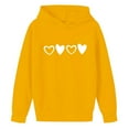 thumbnail image 5 of SERTG Girls Valentine's Hooded Sweatshirt Long Sleeve Casual with Heart Print Kids Spring Fall Fleece-Lined Solid Color Everyday Top(Yellow#1,7 Years), 5 of 5