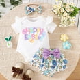 thumbnail image 2 of Kaprioy Baby Girl Easter Outfit My First Easter Romper Bunny Ruffle Skirt Dress Headband Set Cute Spring Clothes Girls Easter Outfits, 2 of 9