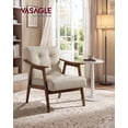 thumbnail image 2 of VASAGLE Accent Chair, PU Leather Armchair, Button Tufted Living Room Chair, Thick Cushion, Mid Century Modern Lounge Seating, White, 2 of 5