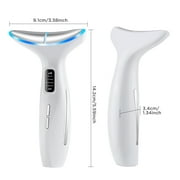 Face Massager Tool,3-in-1 Facial & Neck Beauty Tool with LED Light, Gentle Heat, and Vibration Functions (White)