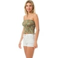 thumbnail image 6 of MixMatchy Women's Strapless Ruffled Edge Printed Smocking Crop Top, 6 of 7
