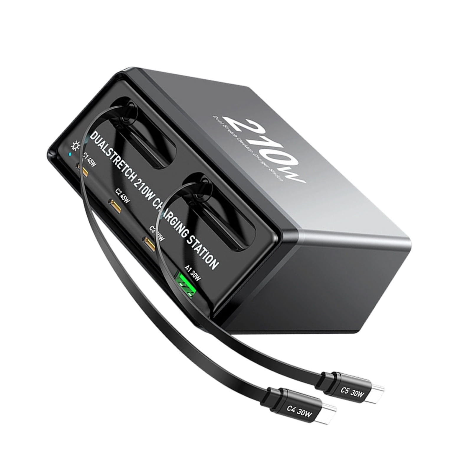 Compact Retractable Cable Chargers 210W for Phones Tablets Laptops Multi Port Design Efficient Charging