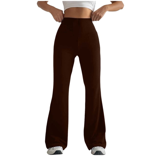 Pantalones de yoga de cintura alta y talle alto para mujer - Pierna ancha, poliéster/spandex, tallas S-XXL, aptos para fitness/casual, secado rápido, alta elasticidad