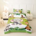 thumbnail image 2 of Castle Fairy Cute Elephant Giraffe Zebra Twin Duvet Cover for Boys,Watercolor Tropical Leaf Twin Bedding,Green White,Reversible,2pcs,No Comforter,1 Duvet Cover and 1 Pillowcase, 2 of 6