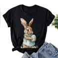 thumbnail image 2 of ZQUUVOU Easter Shirts For Women Funny Bunny Print Short Sleeve T Shirt For Easter Day Tops B-Black, 2 of 4
