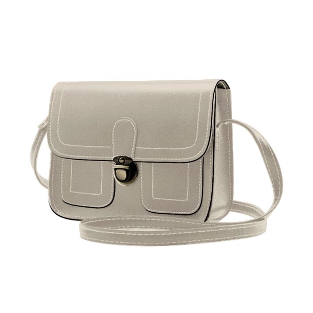 Guardurnaity Contenedor de mensajero de PU vintage, bolsillos cruzados cuadrados, eslinga, bolsillos cruzados cuadrados, bolsos de hombro, monedero Bolsas de mensajero y de hombro Gris