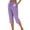 Purple, variant on Oiangi Plaid Capris for Women Drawstring Elastic Waist Capri Pants Casual Straight Leg Cropped Trousers with Pockets Orange 2XL