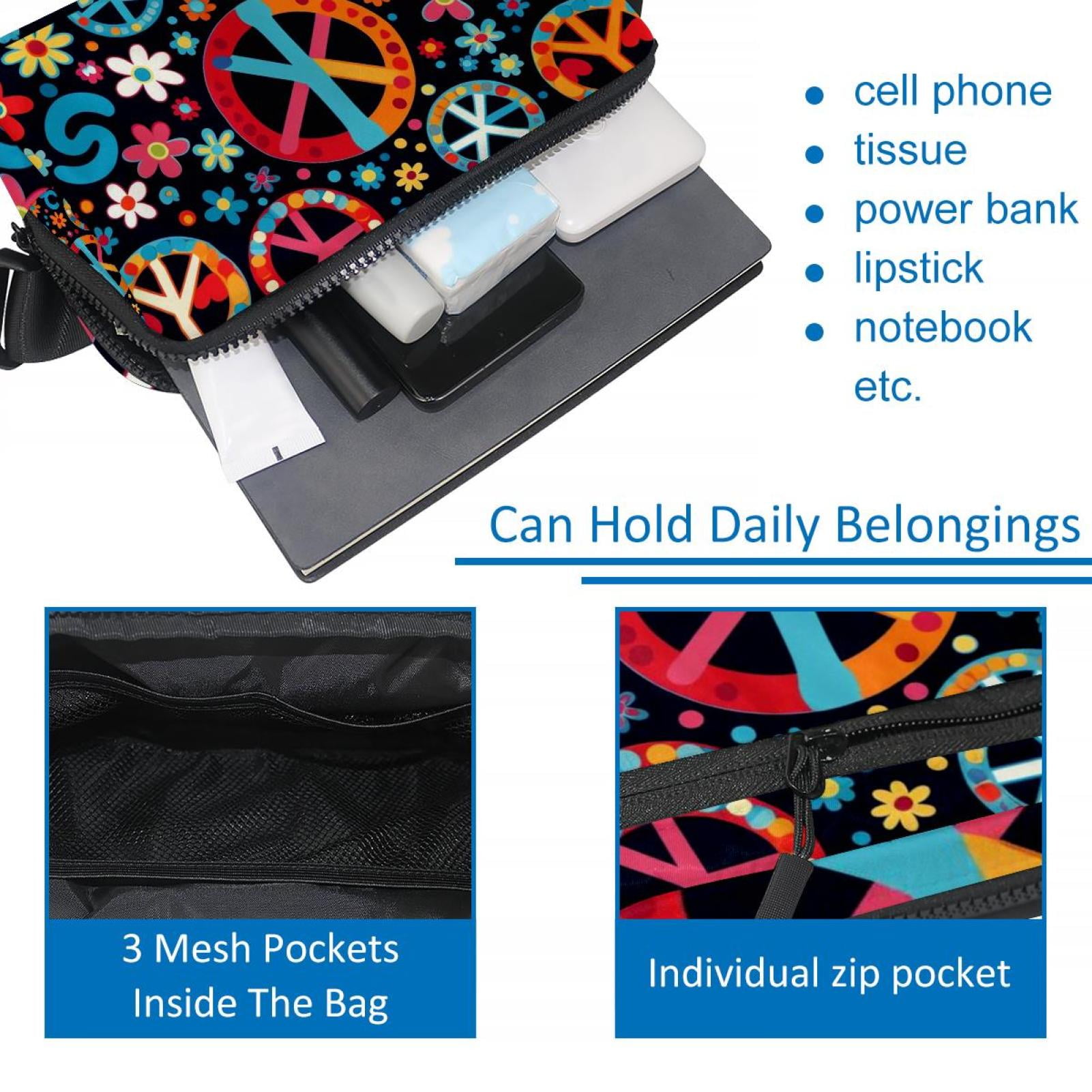 Peace Symbol Lightweight Adjustable Sling Bag Running Belt Waist Pack with Extension Strap Unisex