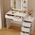 thumbnail image 2 of Vanity Set with Square Mirror and 3 Colors Adjustabe Lights, Aiho Makeup Vanity Desk with Chair & 5 Drawers & 3 Shelves, Best Gifts for Bedroom, Closet Room,White, 2 of 8