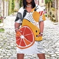 thumbnail image 2 of Tropical Fruits with Exotic Flavors Summer Sundress for Curve Women Casual Pattern Plus Size V Neck Short Sleeve Loose Fit Oversize Dresses, 2 of 6