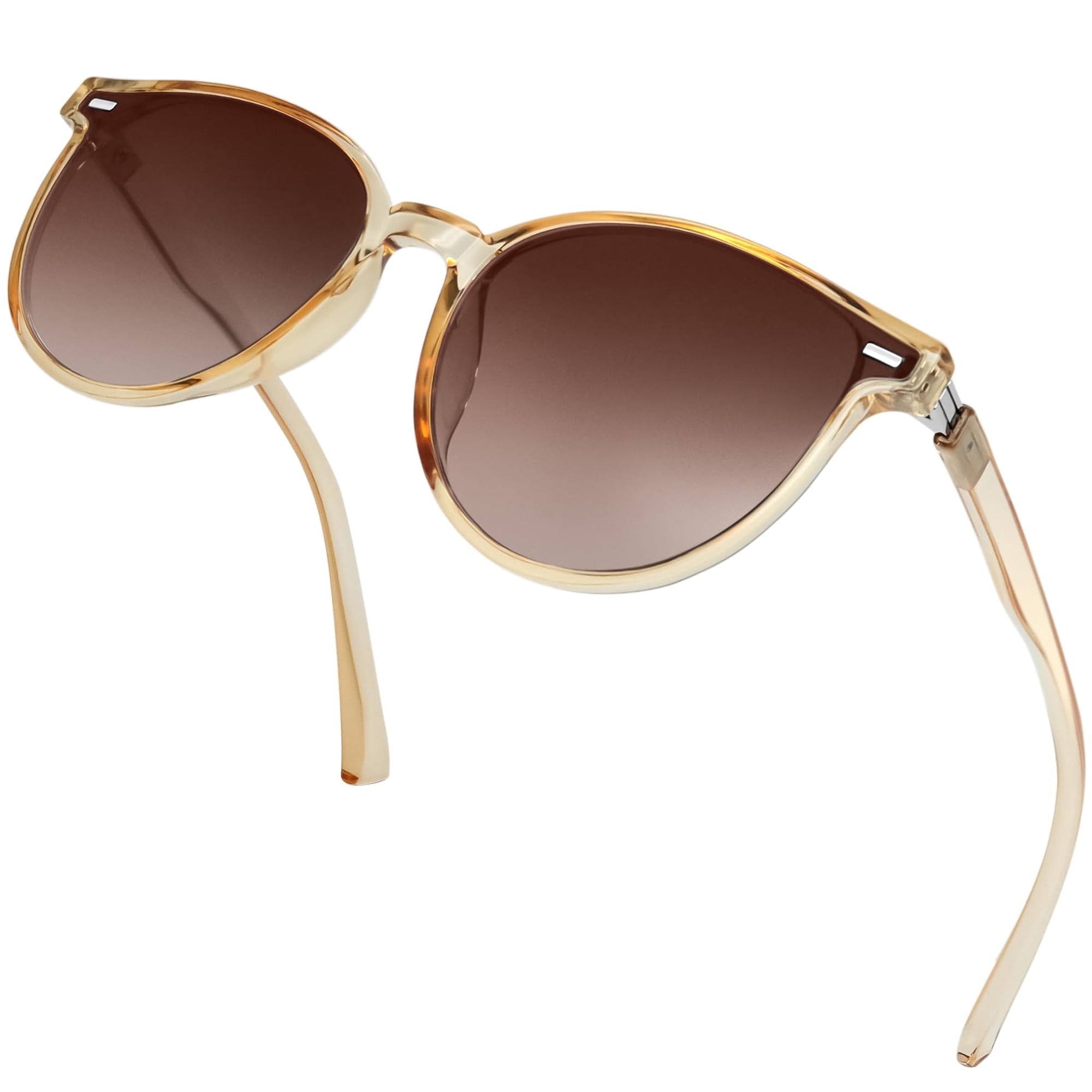 Joopin Retro Round Polarized Sunglasses for Women Men Classic Vintage Sunnies (Clear Tea)