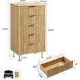 thumbnail image 2 of Fluted 5-Drawer Dresser – Modern Water-Resistant Bedroom Cabinet with Anti-Tip Straps, Tall Storage Organizer, Part of a Series, 2 of 9