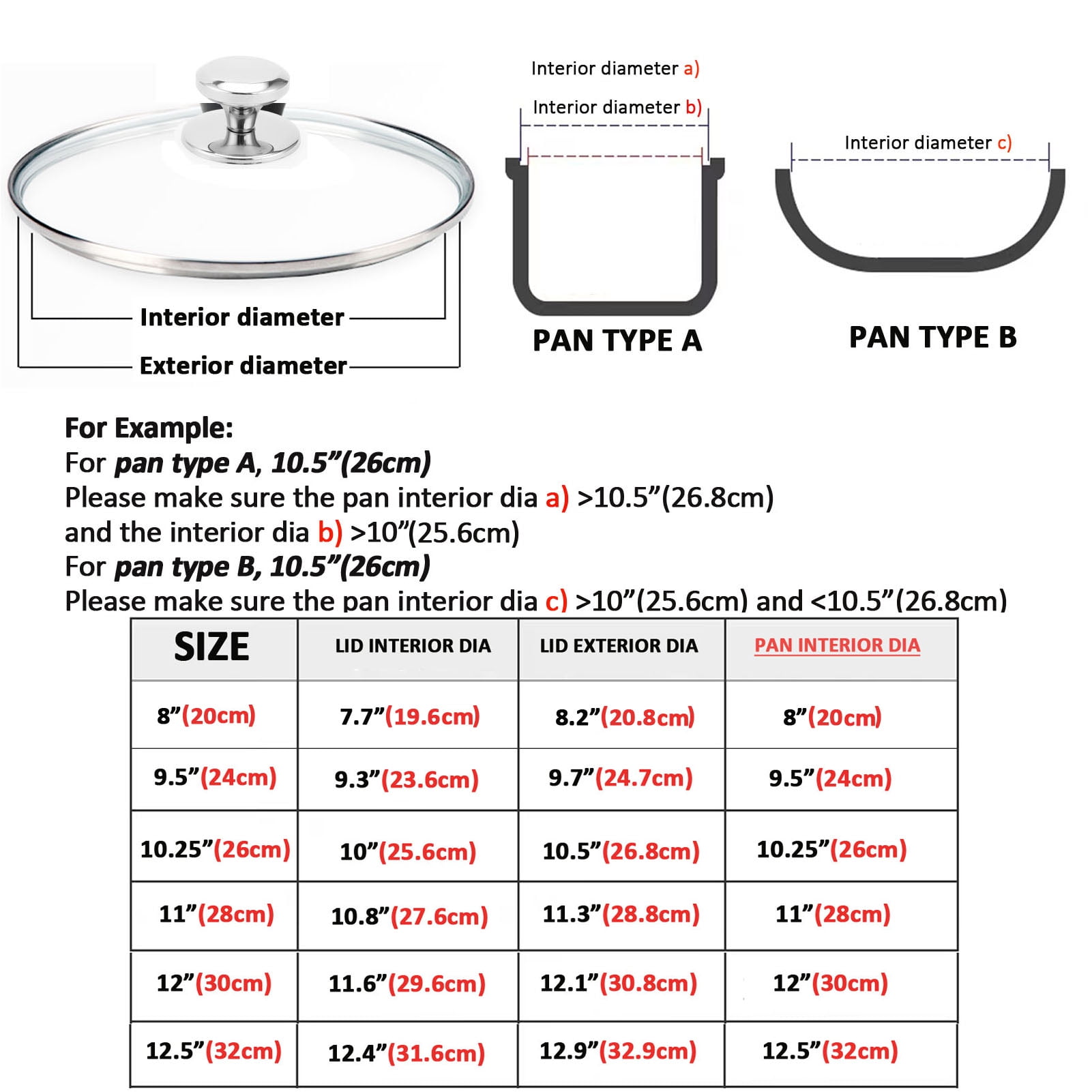 Glass Lid for Frying Pan and Pot, 20cm