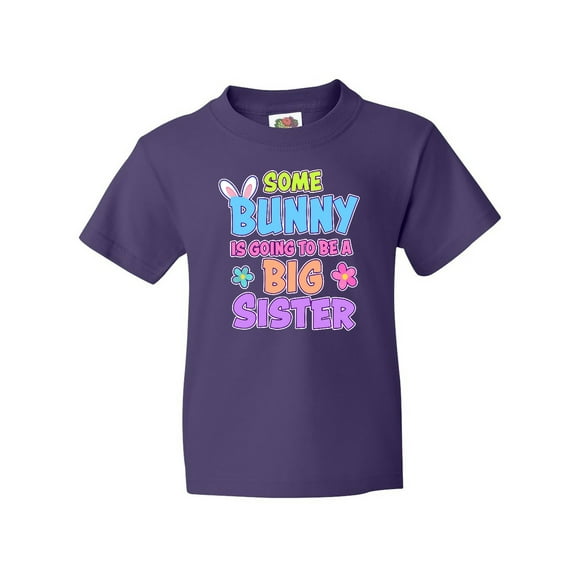 Inktastic Some Bunny is Going to Be a Big Sister with Bunny Ears and Flowers Youth T-Shirt
