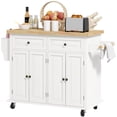 thumbnail image 1 of CoSoTower Kitchen Island with Storage, Rolling Trolley Cart with Rubber Wood Top, Spice Rack, Towel Rack, Cream White, 1 of 7
