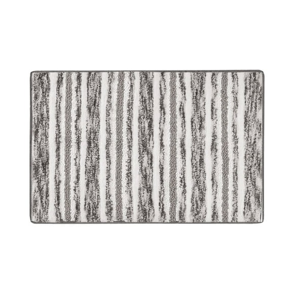 Decor Studio Kenai Touffeté Chenille Rayure 20 x 30 Tapis de Bain Literie, Gris