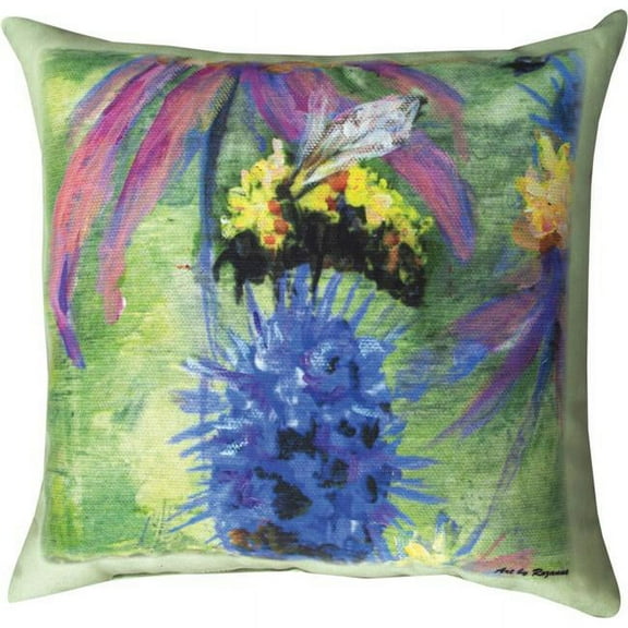 Manual Woodworkers  18 x 18 in. Bumblebee On Purple Outdoor Pillow