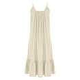 thumbnail image 5 of Kaemgyyd Sundresses for Women Cotton Linen Scoop Neck Ruffle Hem Midi Dresses Spaghetti Strap Flowy Cami Dresses for Beach, 5 of 6