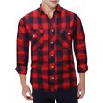 thumbnail image 1 of Camisas s Para Hombre De Vestir Camisa Formal de solapa de manga larga transpirable ligera con estampado cuadrado a la moda informal para hombre (Red, XL), 1 of 4
