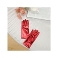 thumbnail image 5 of INSPIRE CHIC Women's Metallic Shiny Shimmer Full Finger Wrist Length Gloves for Party Costume 1 Pair One Size Red, 5 of 6