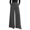 thumbnail image 2 of Womens Spring Wide Leg Trousers Loose Pleated Long Flowy Palazzo Work Pants with Pockets Gray XXL, 2 of 8