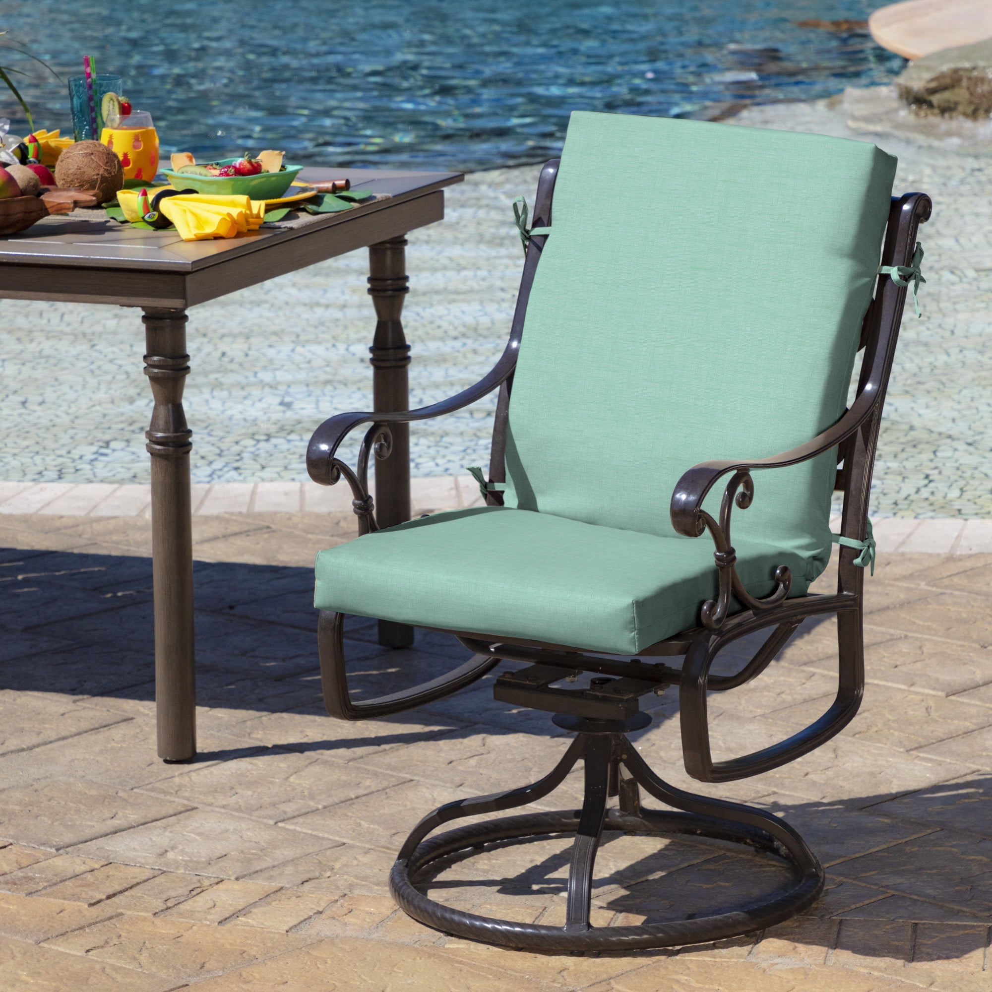 ARDEN Outdoor Chair Cushion 16.5 x 18, Aqua Leala