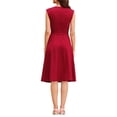 thumbnail image 3 of INSPIRE CHIC Women's A-Line Sleeveless Dress Pleated Neck Tie Waist Summer Work Flare Dresses XL Red, 3 of 5