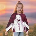 thumbnail image 4 of Odeerbi Kids Girls Halloween Hoodies Ghost Print Hooded Sweatshirts Crewneck Oversized Sweatshirt 1-12 Years Kids Fashion Long Sleeve Pullover Tops Red, 4 of 8