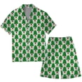 thumbnail image 2 of JIANJIA Mens Pajama Sets Christmas Print Silk Satin Lapel Short Sleeve Button Up Tops With Shorts Two Piece Underwear Sleepwear, 2 of 4
