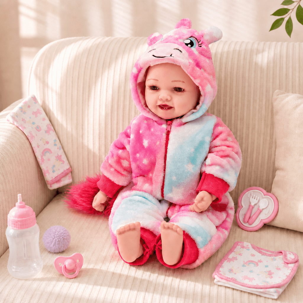 Baby Dolls, 17" Large Cute Soft Body Baby Doll, Real Life Baby Doll Playset with 6 Accessories for Girls Gifts, Pretend Play, 3+ Year Old, Colorful