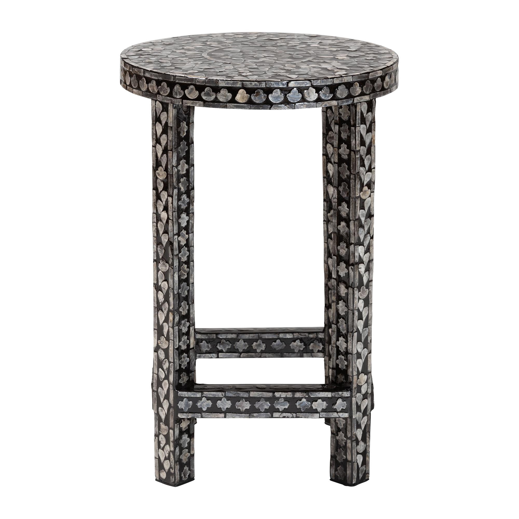 bali & pari Elara Coastal End Table, Mosaic Black