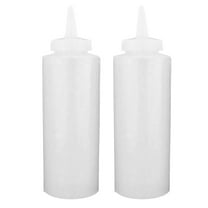 AUDeals 2PCs Squeeze Bottles Plastic Wide Mouth 24 oz Clear Squeeze Bottle for Sauces Refillable for Restaurants Kitchen Catering