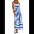 thumbnail image 2 of Vestido Holgado con Espalda A Rayas y Fruncido para Mujer, Tirantes Finos, Aberturas y Vuelo. Azul XL, 2 of 10